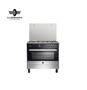 La Germania gas stove, 5 burners, 90 cm, digital cast, hydraulic door, fan, full safety, black